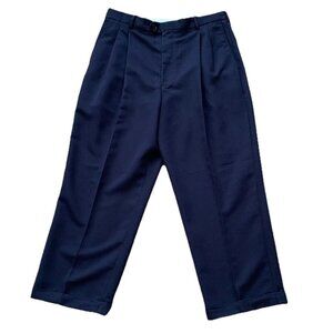 Chaps Pants Men's 36x30 Navy Pleated Classic Fit Cotton Trousers Cuffed Hem